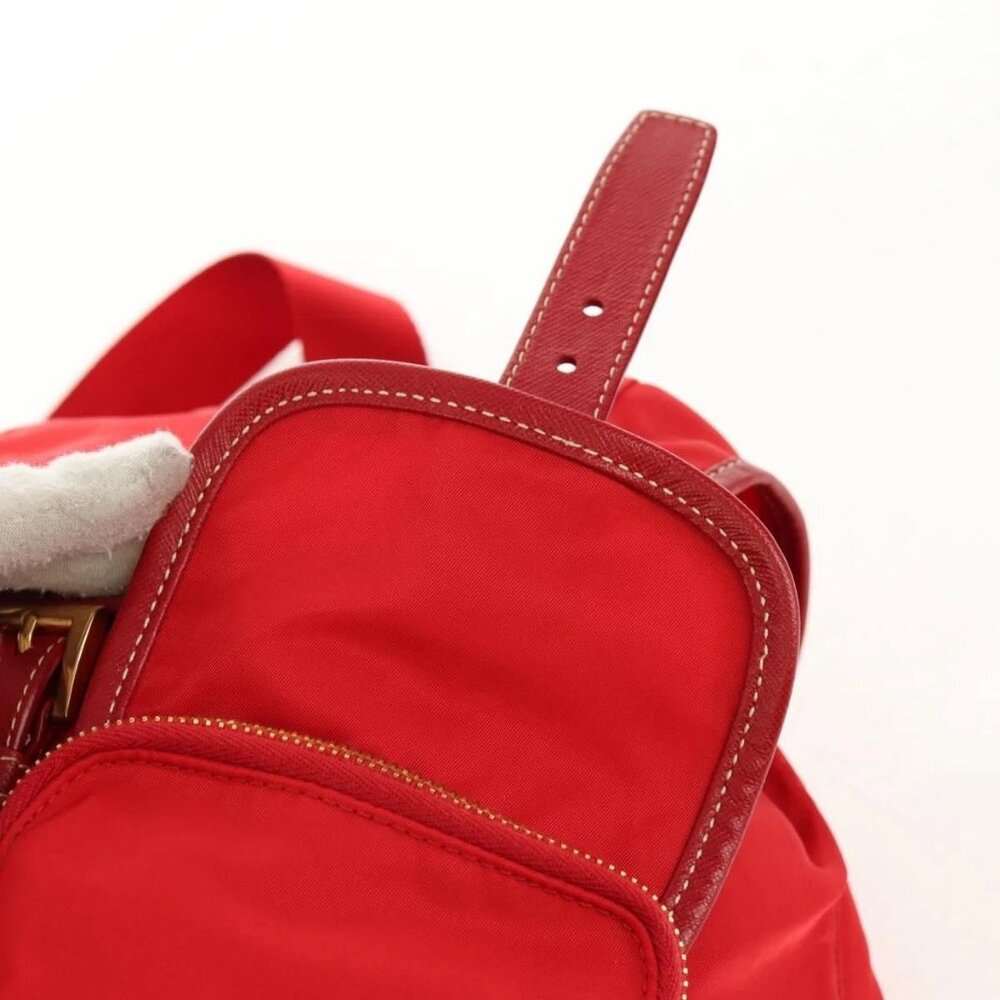 PRADA Backpack Nylon Red Gold Auth 158701V - Picture 11 of 16